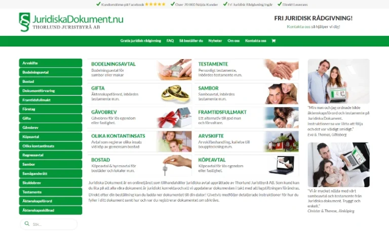 Skärmdump av Juridiska dokument