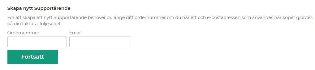 Skärmdump av formulär för att skapa nytt ärende