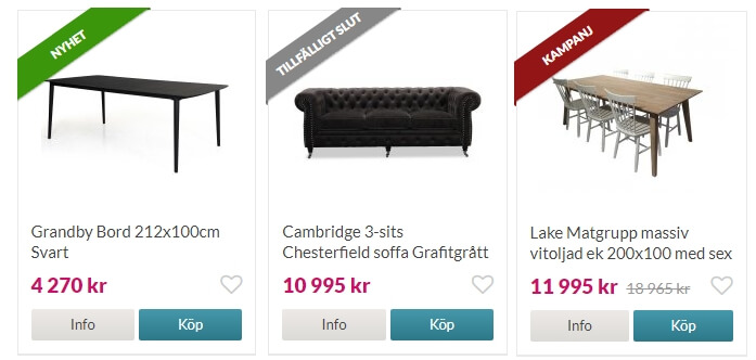 Banderoller i webbutik